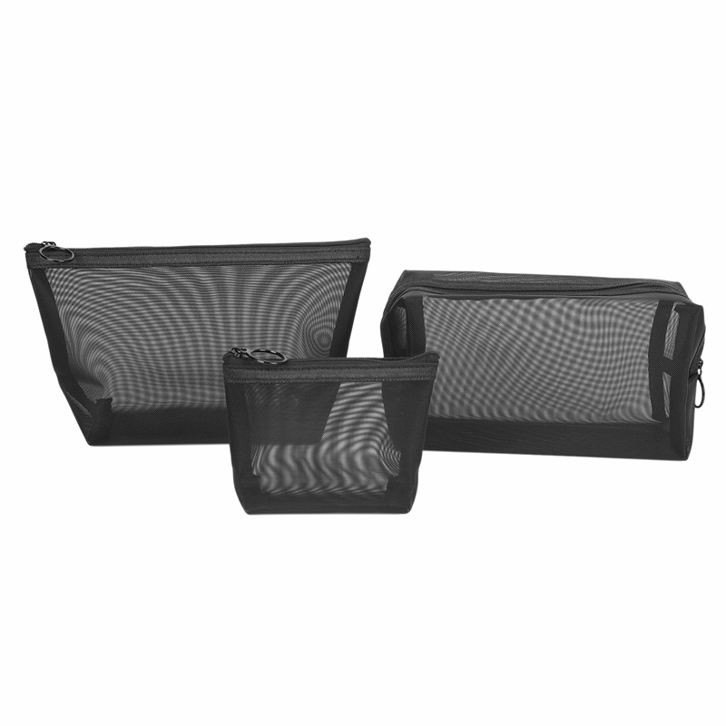 Set 3 Túi Lưới Đựng Mỹ Phẩm Du Lịch Màu Đen
