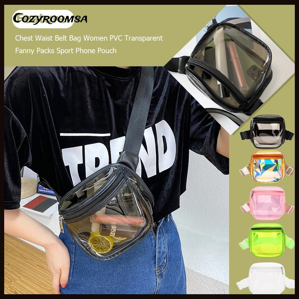 Chest Waist Belt Bag Women PVC Transparent Fanny Packs Sport Phone Pouch