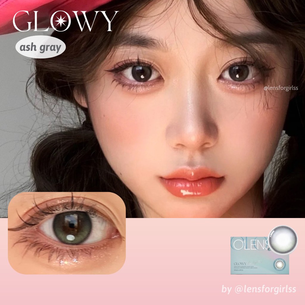 Kính áp tròng hiệu ứng phủ bóng Glowy Ash Gray chính hãng Olens | Hạn sử dụng 1 tháng