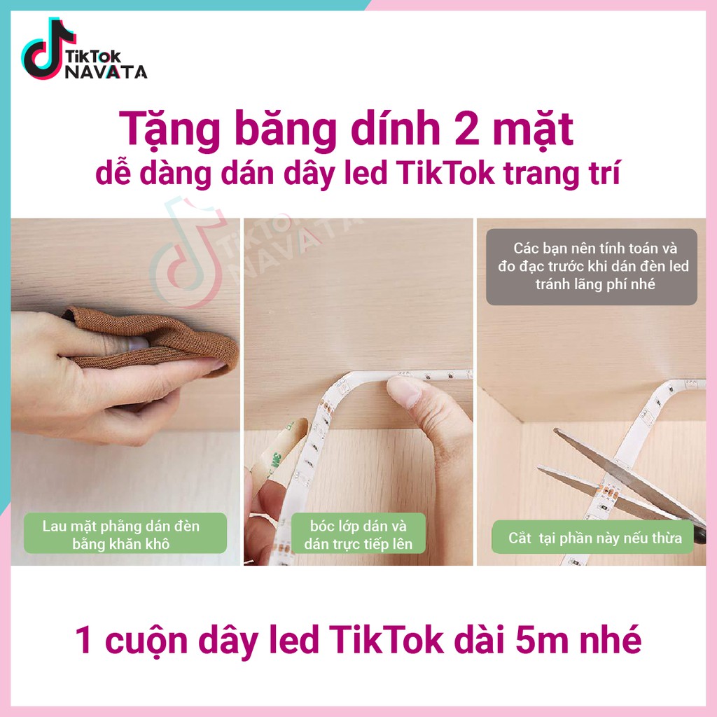 Đèn Led TikTok chuyên quay TikTok loại chuyển màu dài 5m, đèn trang trí những video triệu views của các hot TikToker