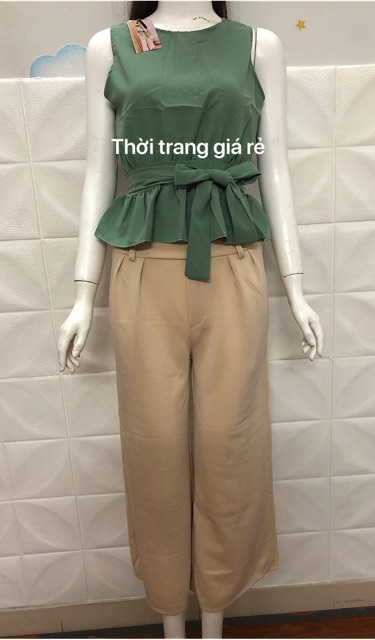 🌸 SET ÁO SÁT NÁCH CỘT NƠ EO QUẦN ỐNG RỘNG CÓ TÚI GIÁ RẺ | BigBuy360 - bigbuy360.vn