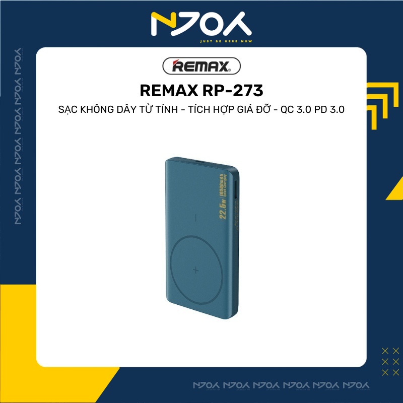 Sạc Dự Phòng Không Dây Remax 10000mah 20W Nhỏ Gọn Tiện Lợi Cho iP Samsung Xiaomi Huawei Njoyshop