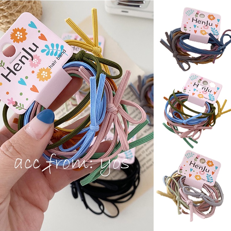 Set 6 dây cột tóc nơ đơn giản xinh xắn cho bạn gái