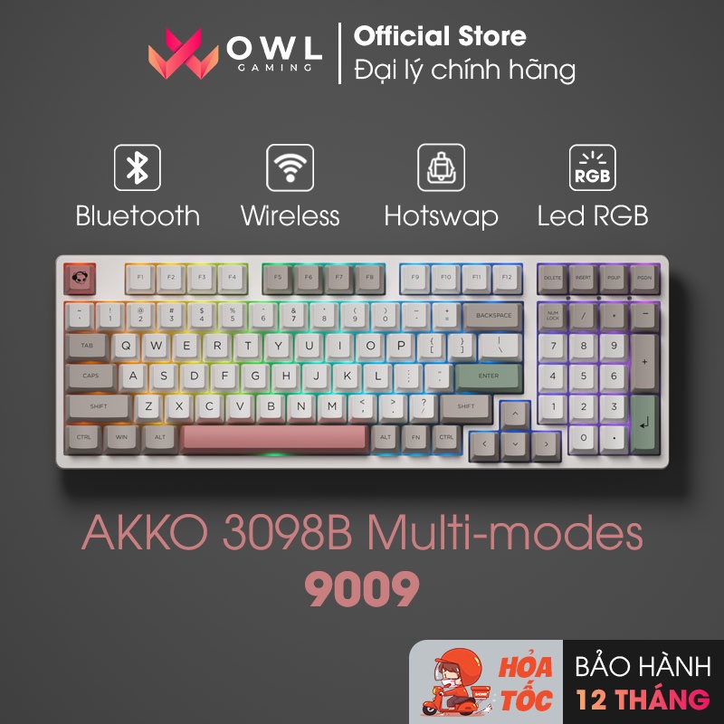 Bàn phím cơ AKKO 3098B Multi-modes 9009 (Bluetooth / Wireless / Hotswap / Foam tiêu âm / AKKO CS Jelly switch)