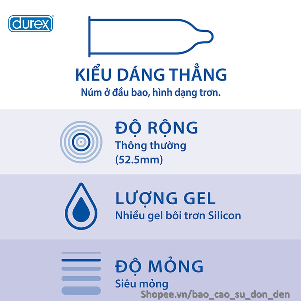 [BAO CAO SU DUREX] COMBO 10 bao cao su siêu mỏng Durex Invisible + 12 bao cao su kéo dài thời gian Durex Performa