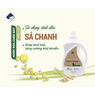 Nước rửa chén bát hữu cơ bồ hòn tinh dầu Sả Chanh 2lít. Thương hiệu Ecocare