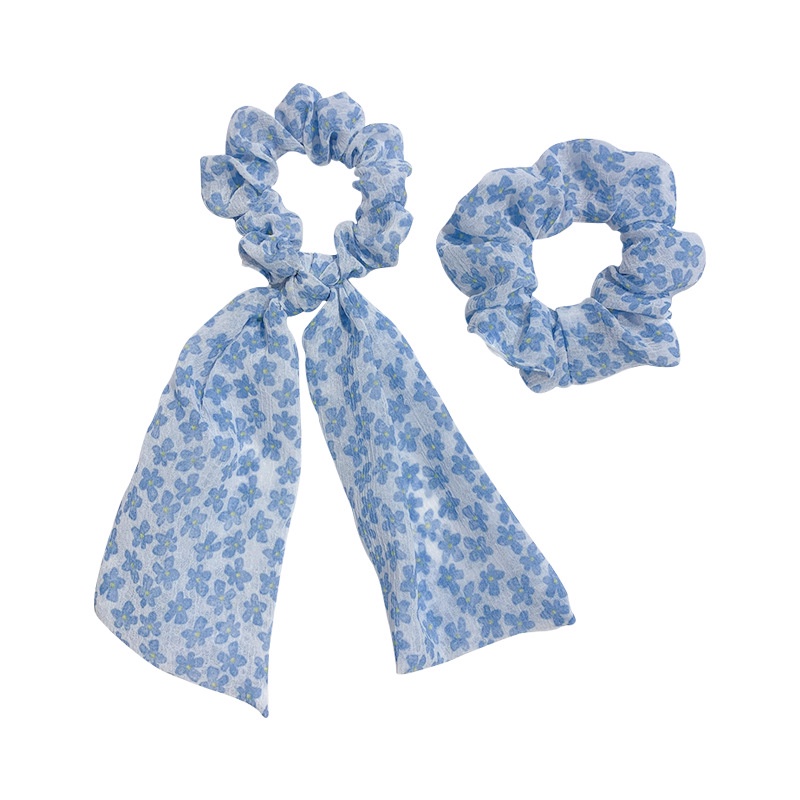 Dây Cột Tóc Họa Tiết Chấm Bi / Hoa Màu Xanh Dương / Trắng Xinh Xắn Thời Trang