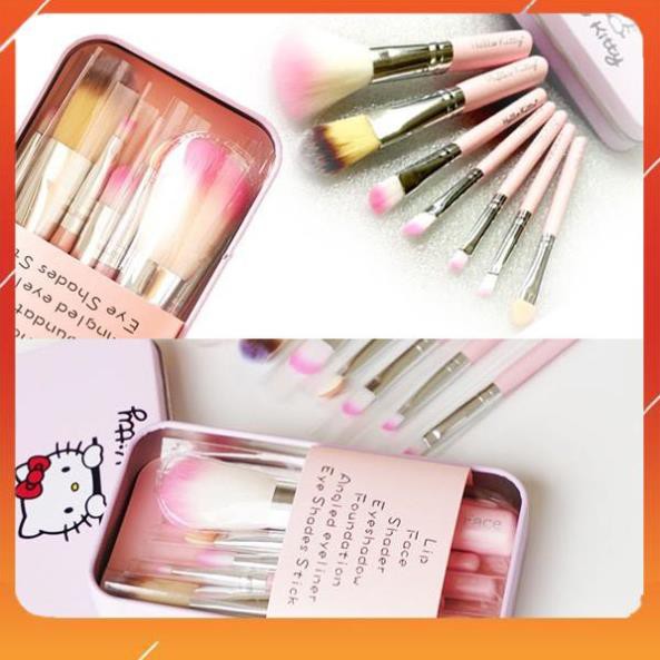 Bộ Cọ Makeup Hello Kitty Hộp Thiếc Mini Siêu Tiện Lợi Mùi Beauty