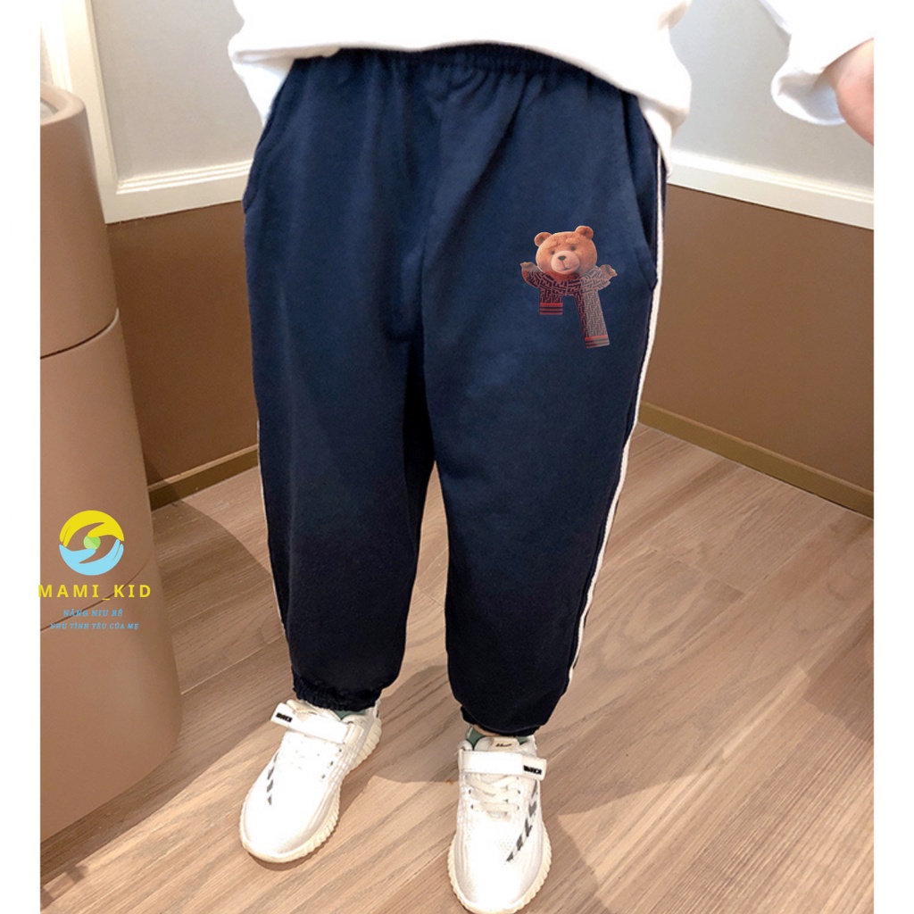 quần dài thu đông cho bé dáng thể thao sành điệu 9-36kg Mamikid chất nỉ mềm đẹp,