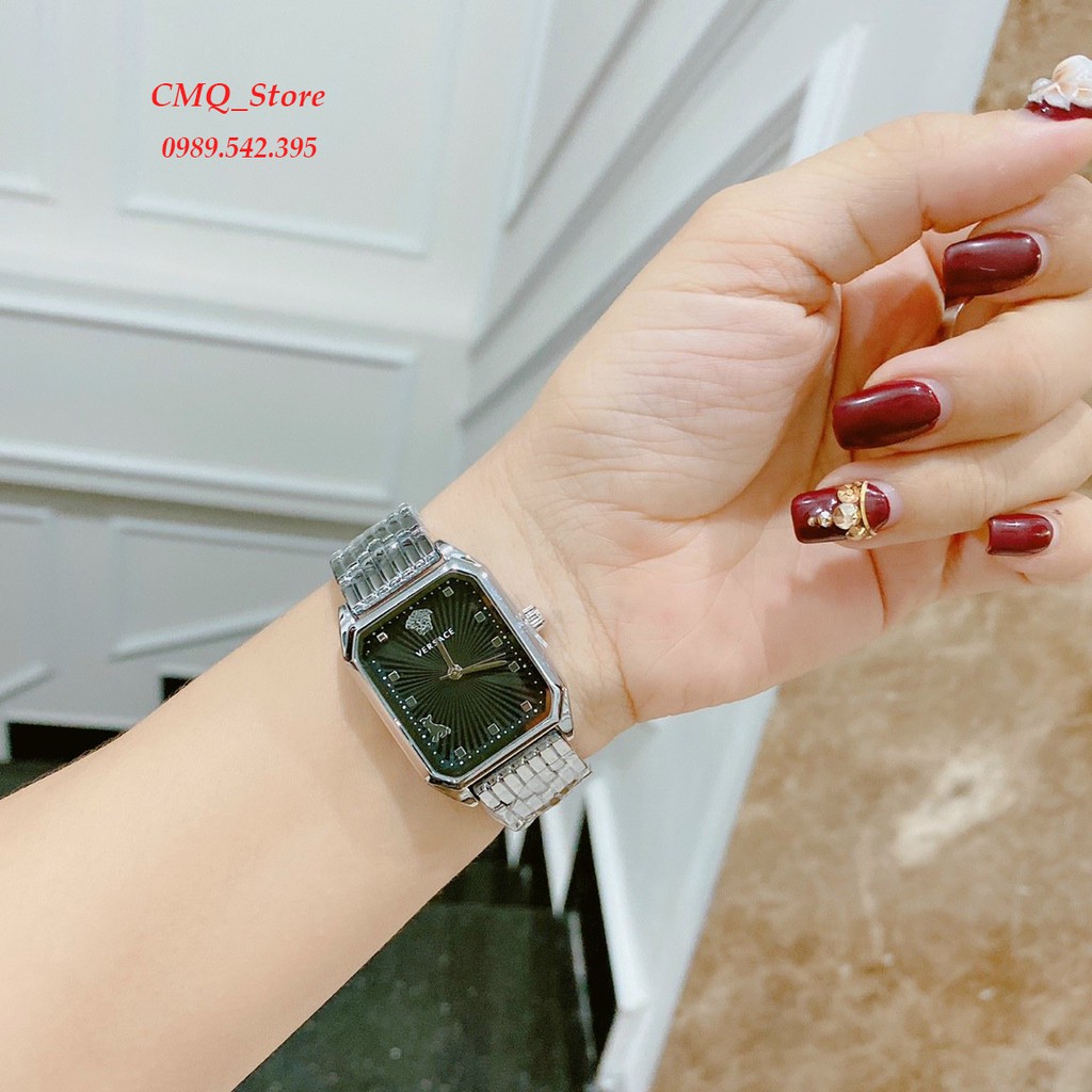 Đồng hồ Nữ < GIÁ RẺ> Đồng hồ nữ Versace-  mặt vuông chống xước, dây kim loại sang trọng# CMQ_Store