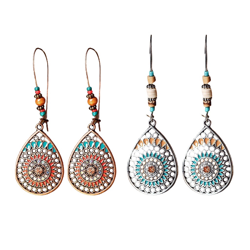 Hoa tai dáng dài đính hạt chất liệu hợp kim không gỉ thời trang cho nữ