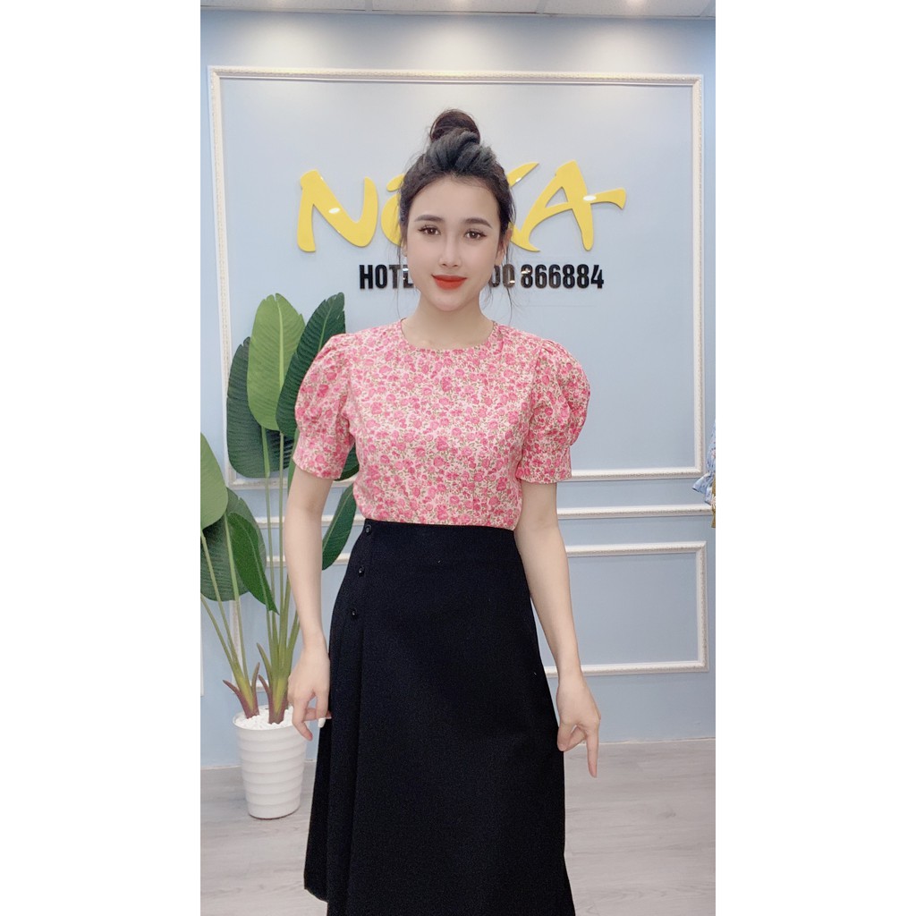 Áo sơ mi nữ Công Sở tay ngắn Hoa Nhí dáng rộng thời trang chất mát NOKA A28 | BigBuy360 - bigbuy360.vn
