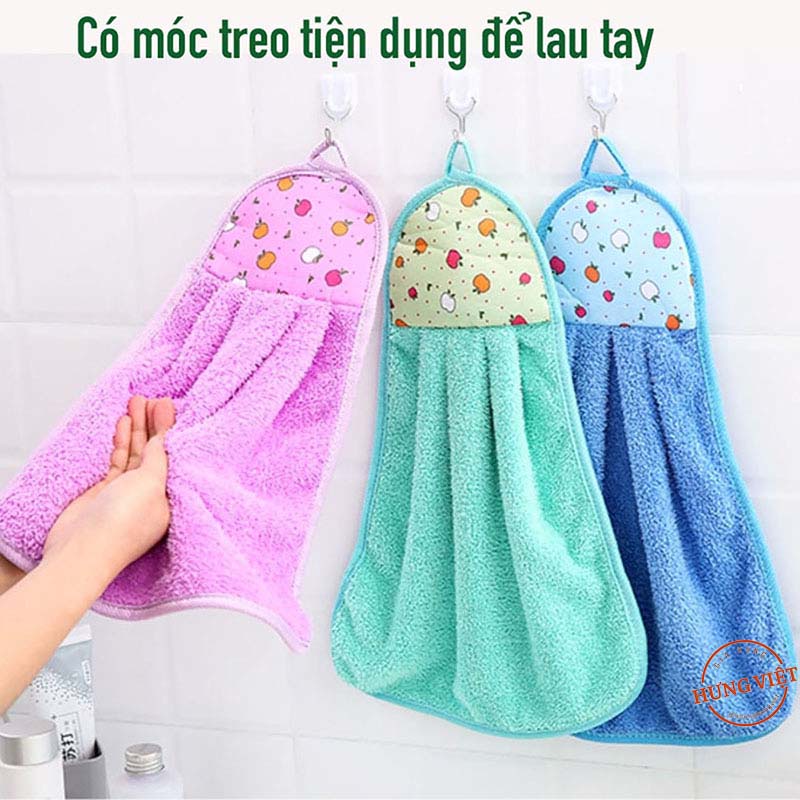 Khăn lau tay đa năng, có quai treo tiện dụng, dùng trong nhà bếp, nhà tắm [KHĂN TREO]