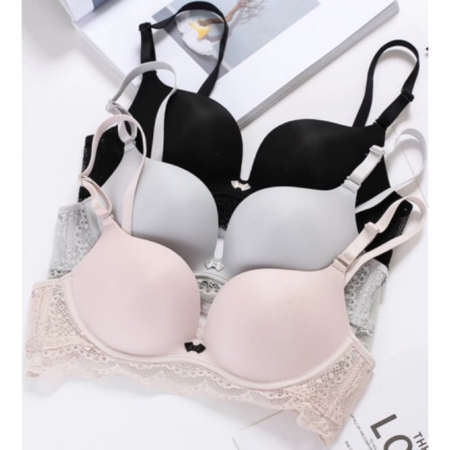 Áo Lót Trơn Không Gọng Pha Ren Nâng Ngực Sang Chảnh B081