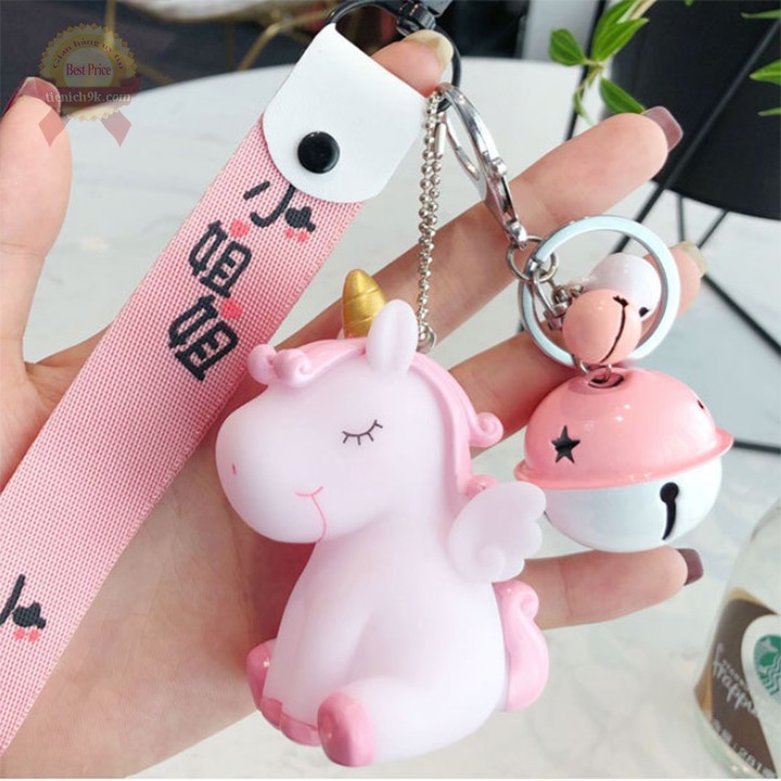 Móc chìa khóa cute hình độc giác Ngồi unicorn Phát ra âm thanh