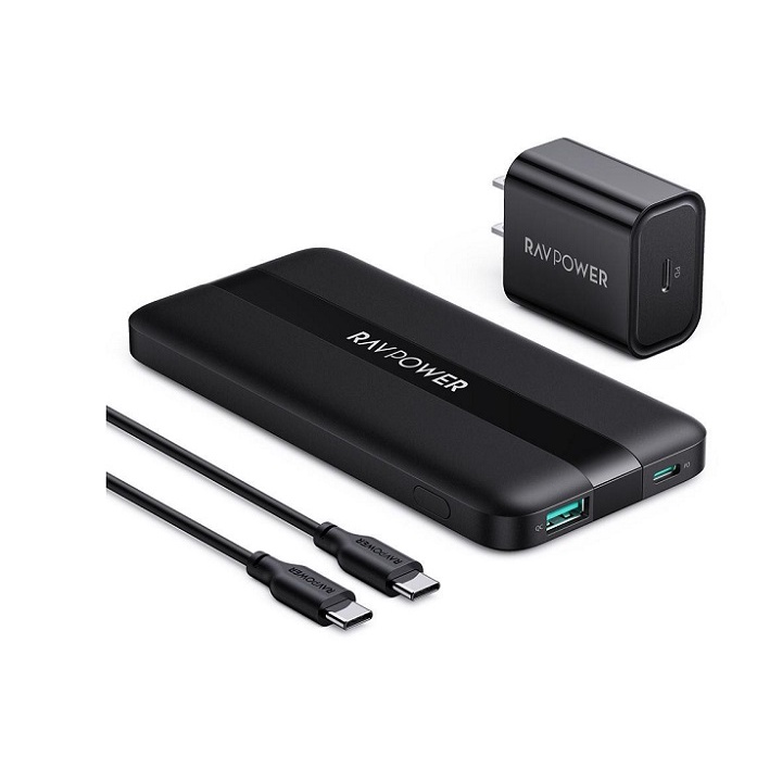 Pin dự phòng siêu mỏng RAVPower 10000mAh PB236 sạc nhanh PD 20W kèm củ sạc 20w PC1012