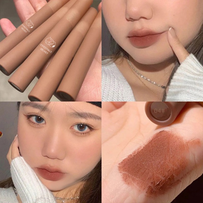 Son kem hạt dẻ vỏ nâu trầm DAIMANPU mịn môi hot trend Matte Velvet Lip Glaze DAIM02 | Thế Giới Skin Care