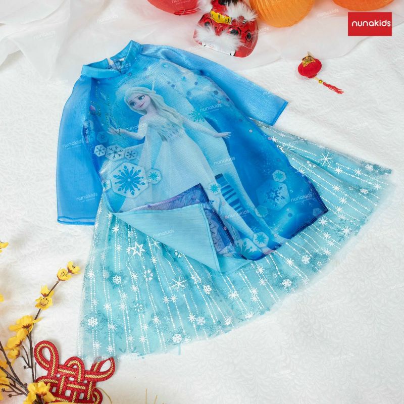 Set ÁO DÀI công chúa ELSA _ Tạo hiệu ứng 3D bồng bềnh cho bé