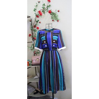 Váy Vintage kẻ xanh