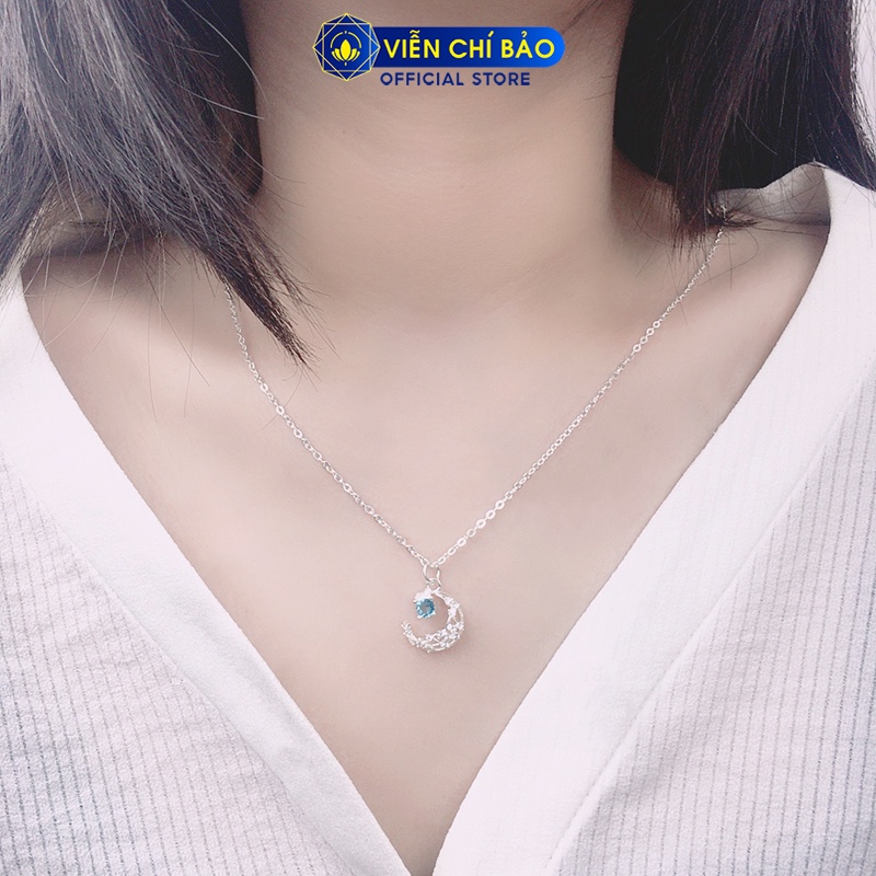 Dây chuyền bạc nữ mặt trăng khuyết đính đá chất liệu nữ bạc 925 thời trang phụ kiện trang sức nữ Viễn Chí Bảo D400338