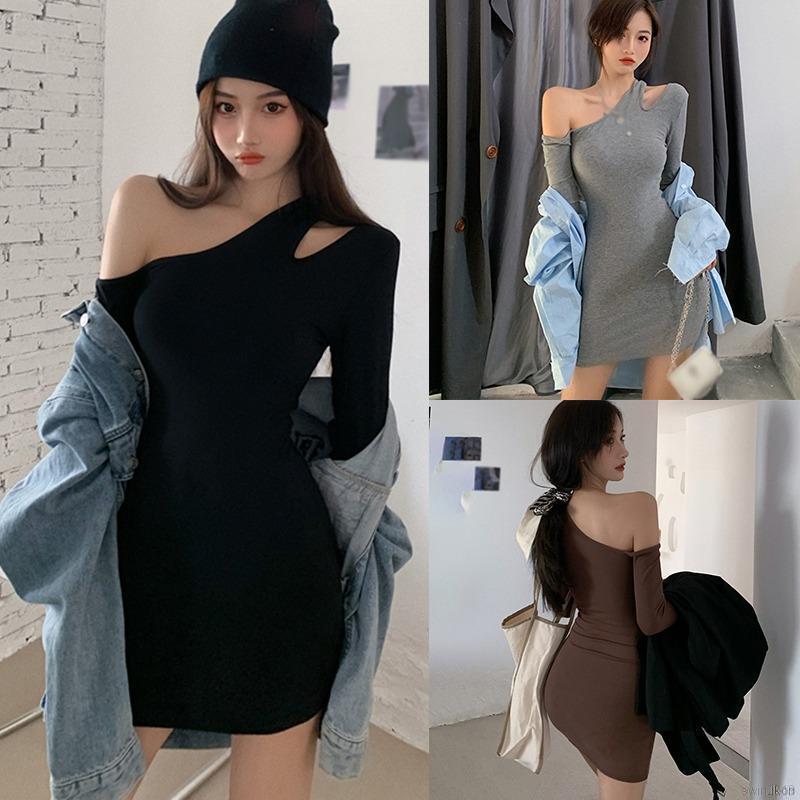 Đầm Tay Dài Ôm Dáng Thiết Kế Độc Đáo Phong Cách Hàn Quốc