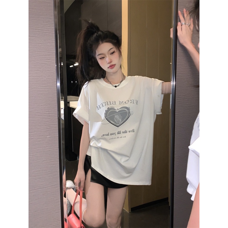 Áo Thun cotton Tay Ngắn Cổ Tròn Thời Trang Phong Cách Hàn Quốc Cho Nữ