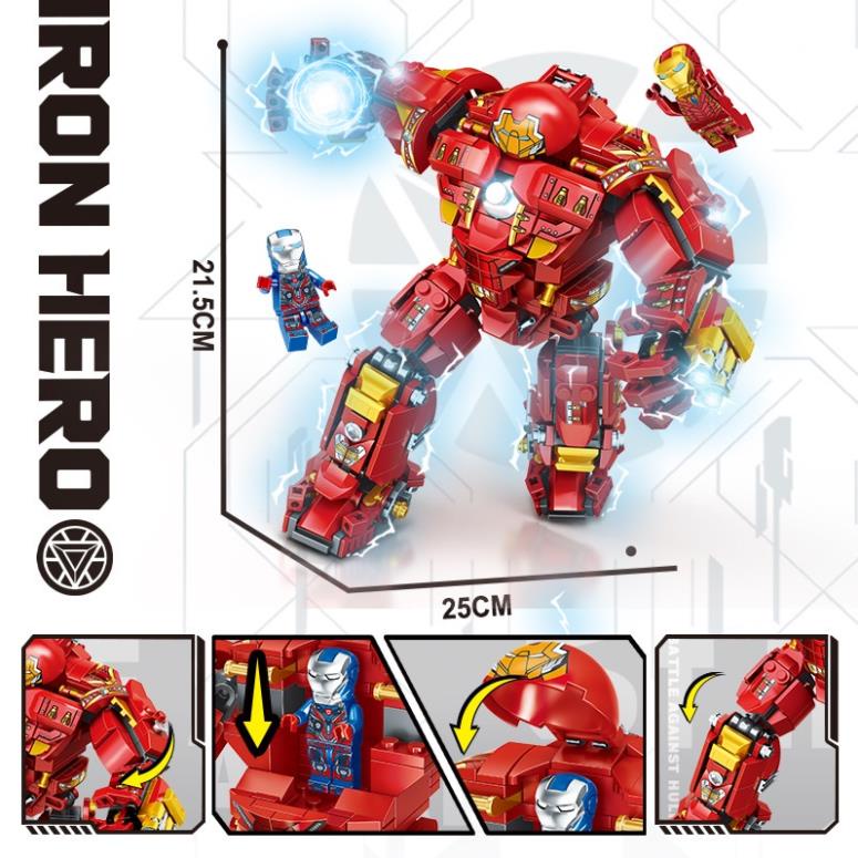 BỘ ĐỒ CHƠI XẾP HÌNH Mô Hình Người Sắt, Lắp Ráp Mô Hình Iron man, ROBOT Hulkbuster