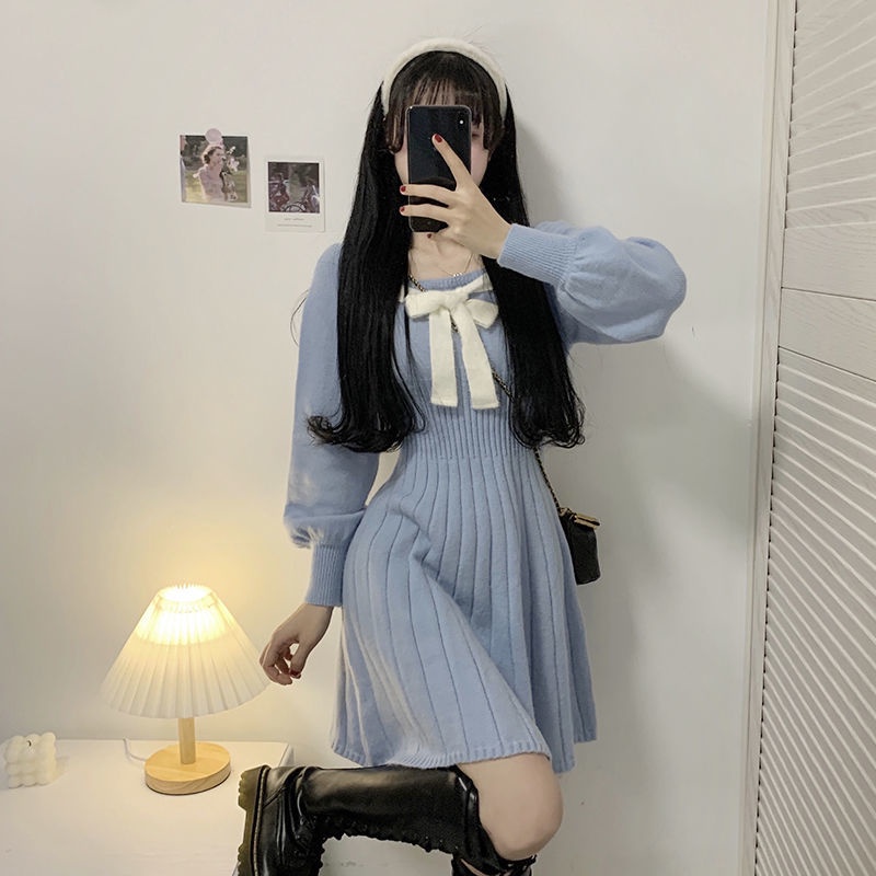 Đầm sweater nữ dệt kim thiết kế mới thời trang mùa xuân 2021