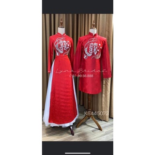 Bộ áo cặp dâu rể thiết kế đính kết siêu xinh
