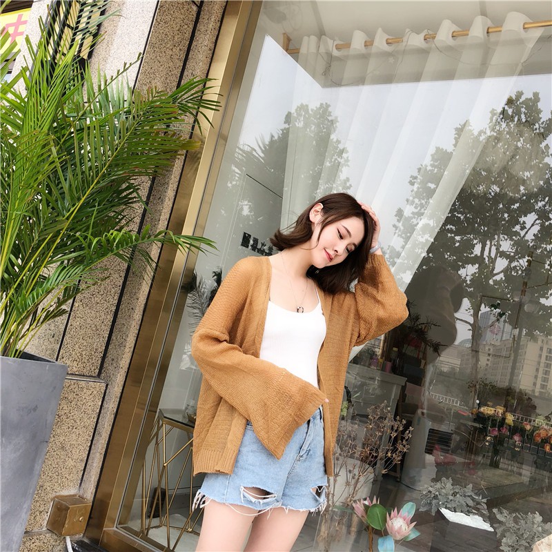 Áo cardigan len nữ ulzzang ❤️FreeShip ❤️ Áo khoác nữ len mỏng kiểu hàn quốc đẹp dễ phối đồ, chống nắng, đi biển, mặc nhà | BigBuy360 - bigbuy360.vn