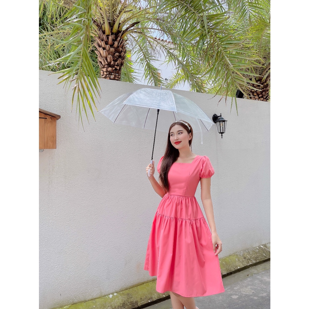 Đầm xòe Destiny C634 tay phồng bo chun trẻ trung Cin House