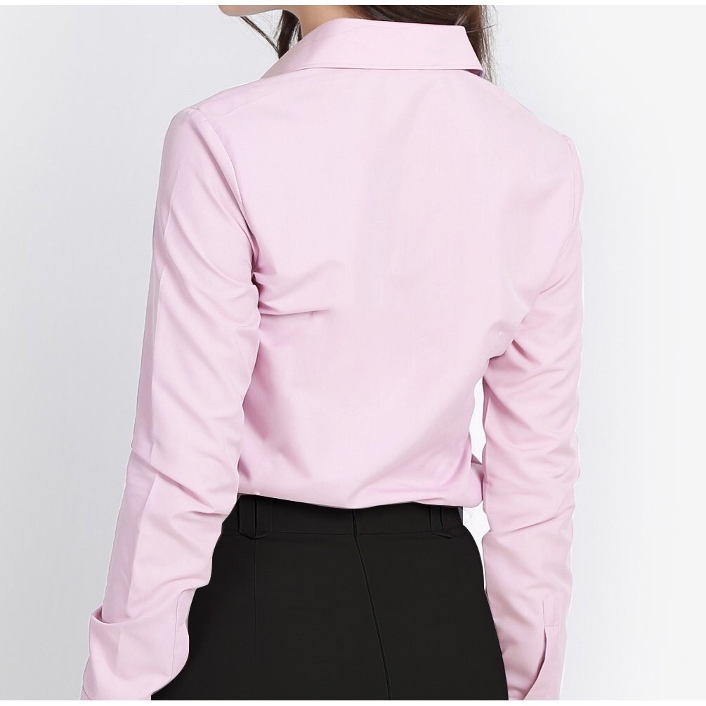 Áo sơ mi nữ tay dài công sở bassic chất cotton ít nhăn, mặc mát màu Hồng