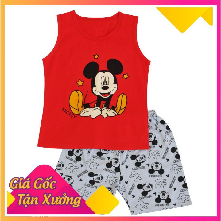 💕 HÀNG CAO CẤP💕 Bộ Quần Áo Cotton Trẻ Em Sát Nách - Bộ Quần Áo Sát Nách Bé Trai 1 Đến 6 Tuổi In Hình Ngộ Nghĩnh