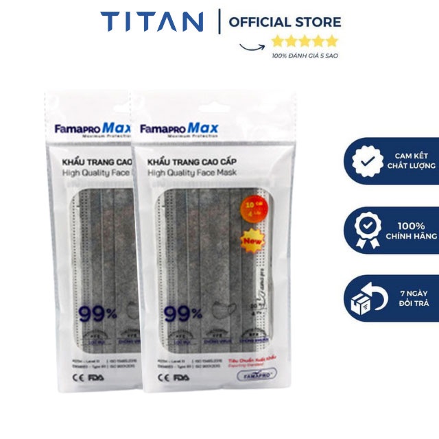Khẩu trang y tế cao cấp 4 lớp kháng khuẩn Famapro max (10 cái /túi )