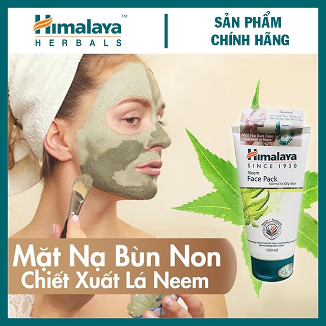 Mặt Nạ Đất Sét Lá Neem Himalaya Loại Bỏ Mụn Bã Nhờn và Mờ Thâm | Himalaya Neem Face Pack 100ml - Tặng Cọ Quét