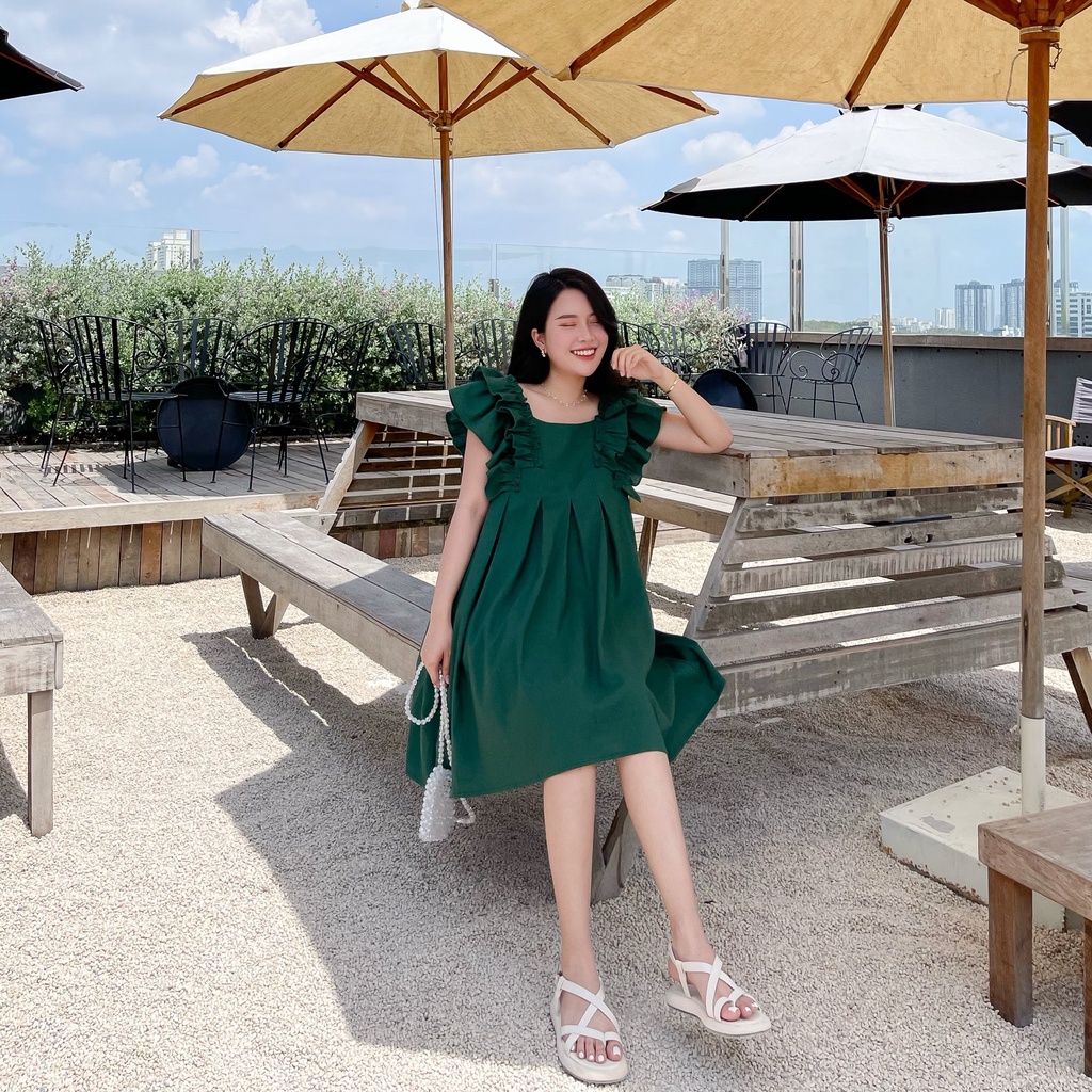 ĐẦM BABYDOLL XẾP LY ZAREEN DAX47 XANH LÁ