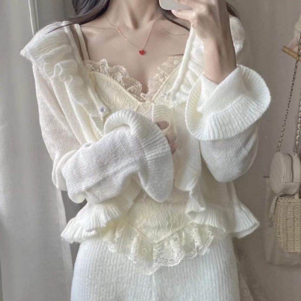 Áo Khoác Len Dài Tay Thiết Kế Mới Ngọt Ngào Thời Trang Dành Cho Mùa Thu Đông