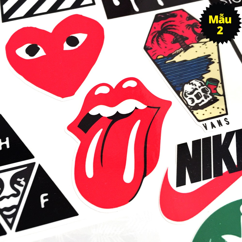 Combo Sticker Hình Dán Hoa Cúc, Hypebeast, Babe, Ape