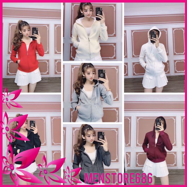 Áo khoác nam nữ nỉ trơn dây kéo nỉ ngoại