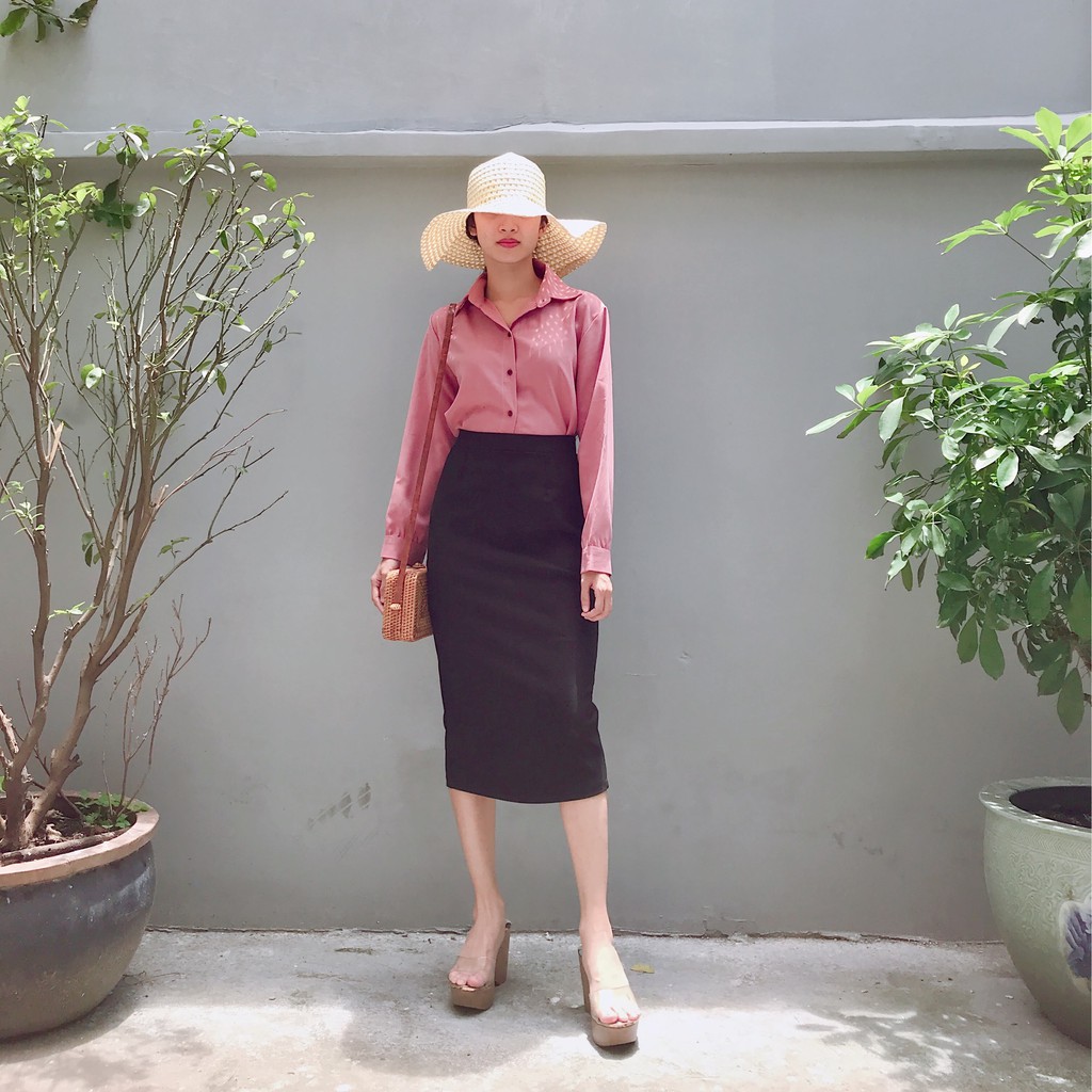 Chân váy công sở dài bigsize CR70V11 xẻ sau màu đen dài 70cm [size từ 48-85kg | BigBuy360 - bigbuy360.vn