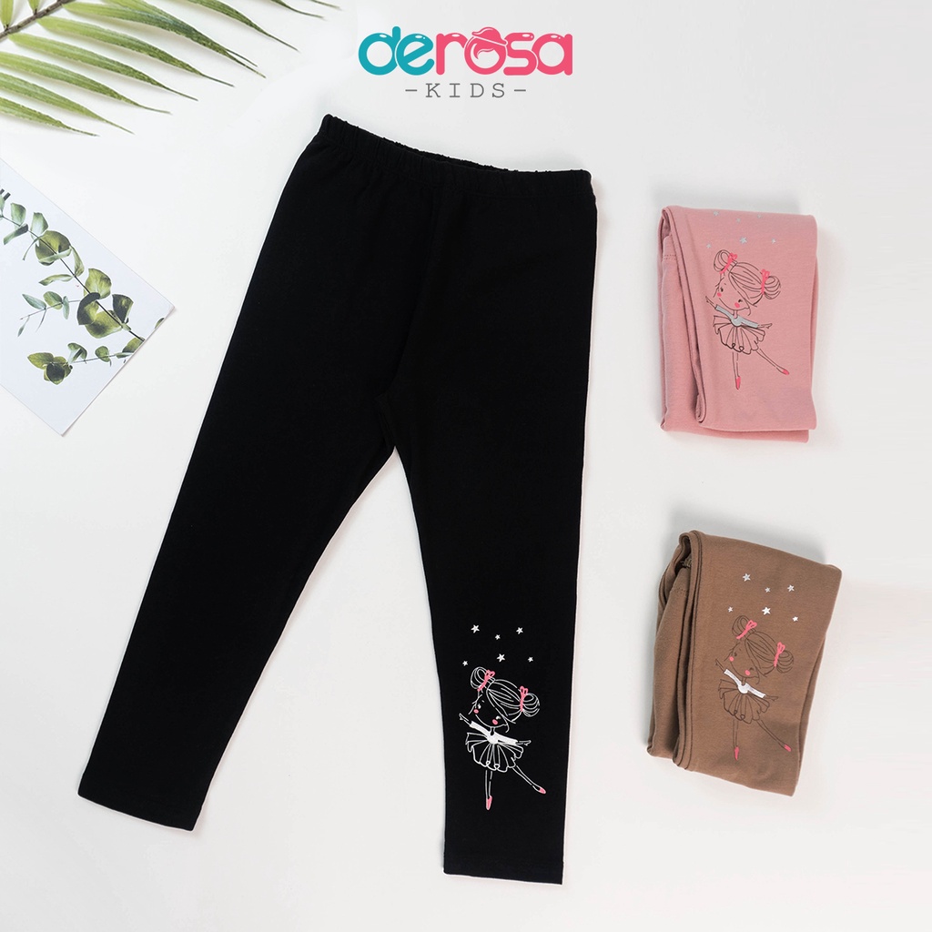 Quần legging giữ nhiệt cotton cho bé gái DEROSA KIDS | 2 - 6 tuổi