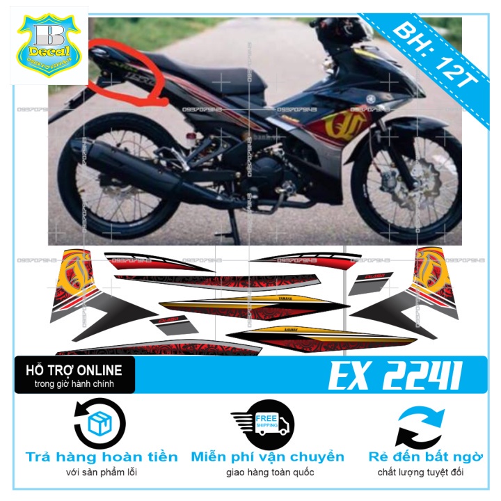 ( Quí khách vui lòng mang ra tiệm cho thợ dán ) Tem EX 150 LC 2241 [Bi Decal]