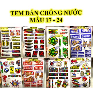 CÓ VIDEO MẪU 17.24 - TEM DECAL KIỂU 3D CỰC ĐẸP DÁN XE MÁY, OTO, MŨ BẢO HIỂM, ĐIỆN THOẠI, CHỐNG THẤM NƯỚC CHỐNG BAY MÀU