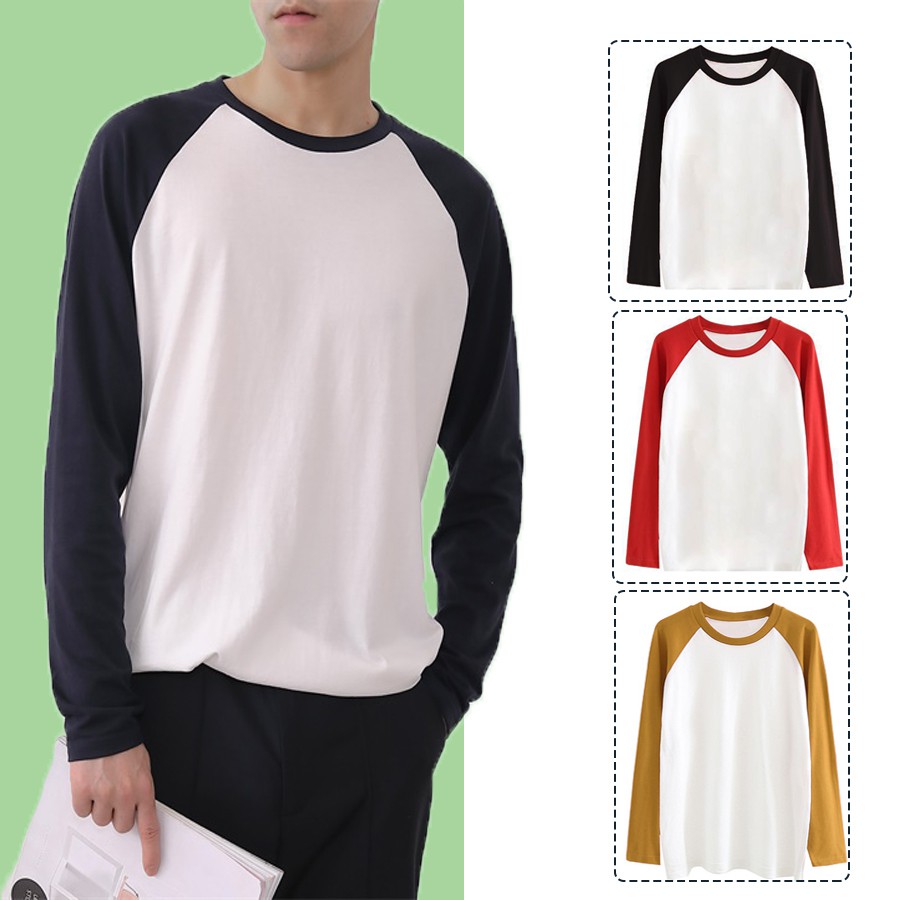 Áo thun dài tay raglan nam nữ unissex thiết kế tay dài cổ tròn basic