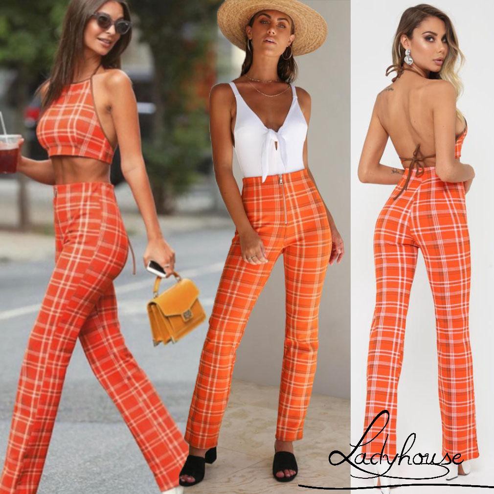 Set đồ nữ áo yếm và quần dài kẻ sọc