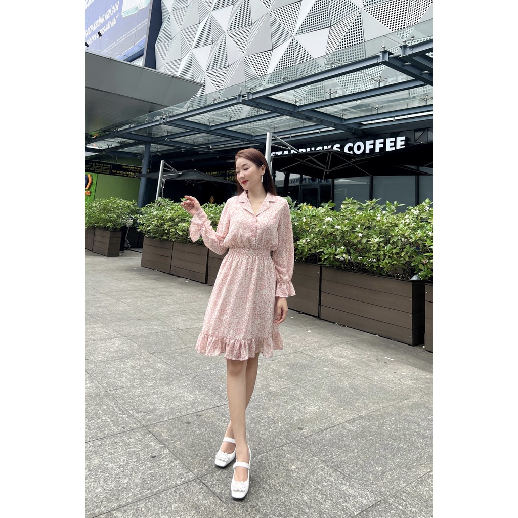 Đầm Hoa Xếp Ly Tiểu Thư Xinh Xắn
