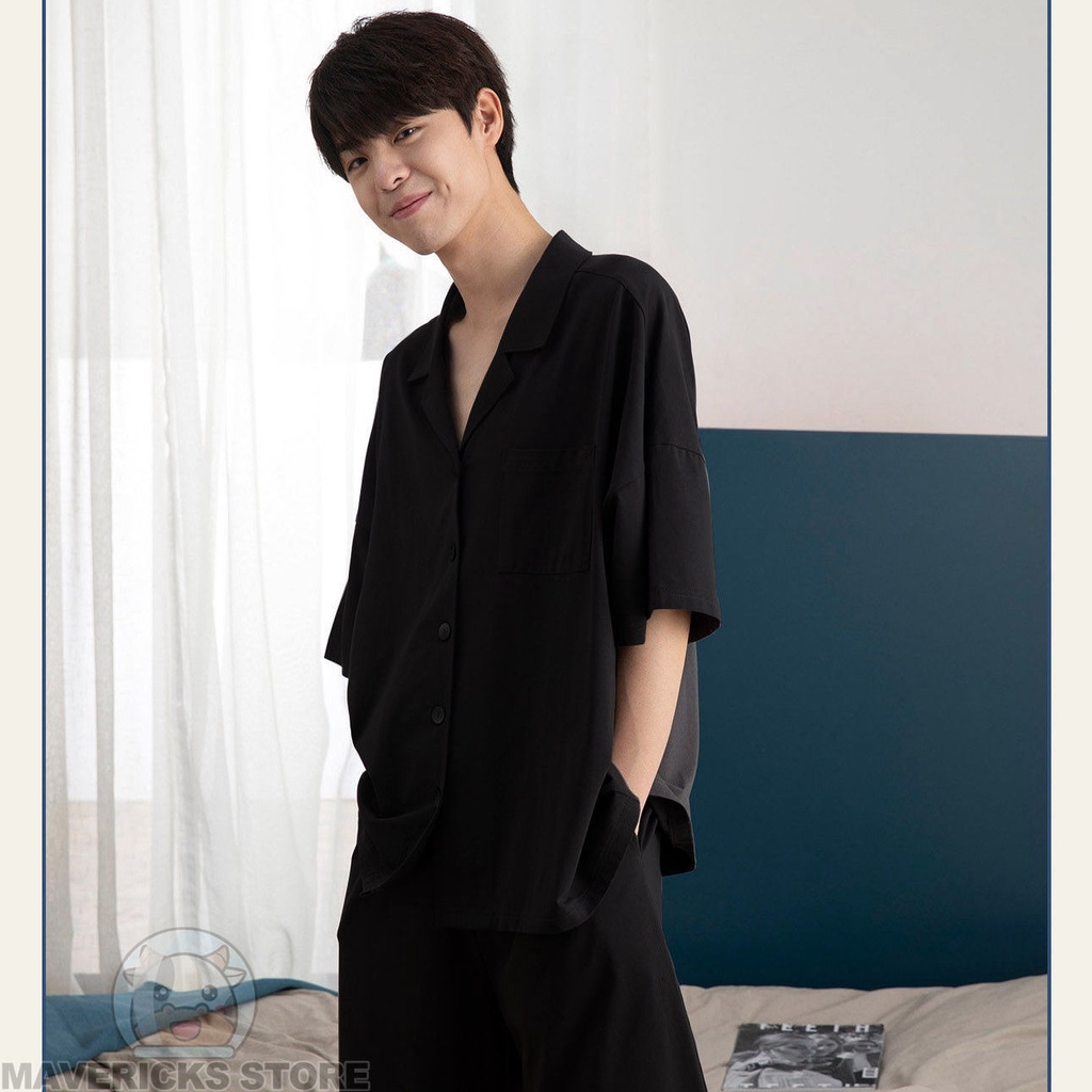 Bộ Đồ Ngủ Pijama Mỏng Dáng Rộng Phong Cách Nhật Bản Đơn Giản Thời Trang Mùa Hè Cho Cặp Đôi