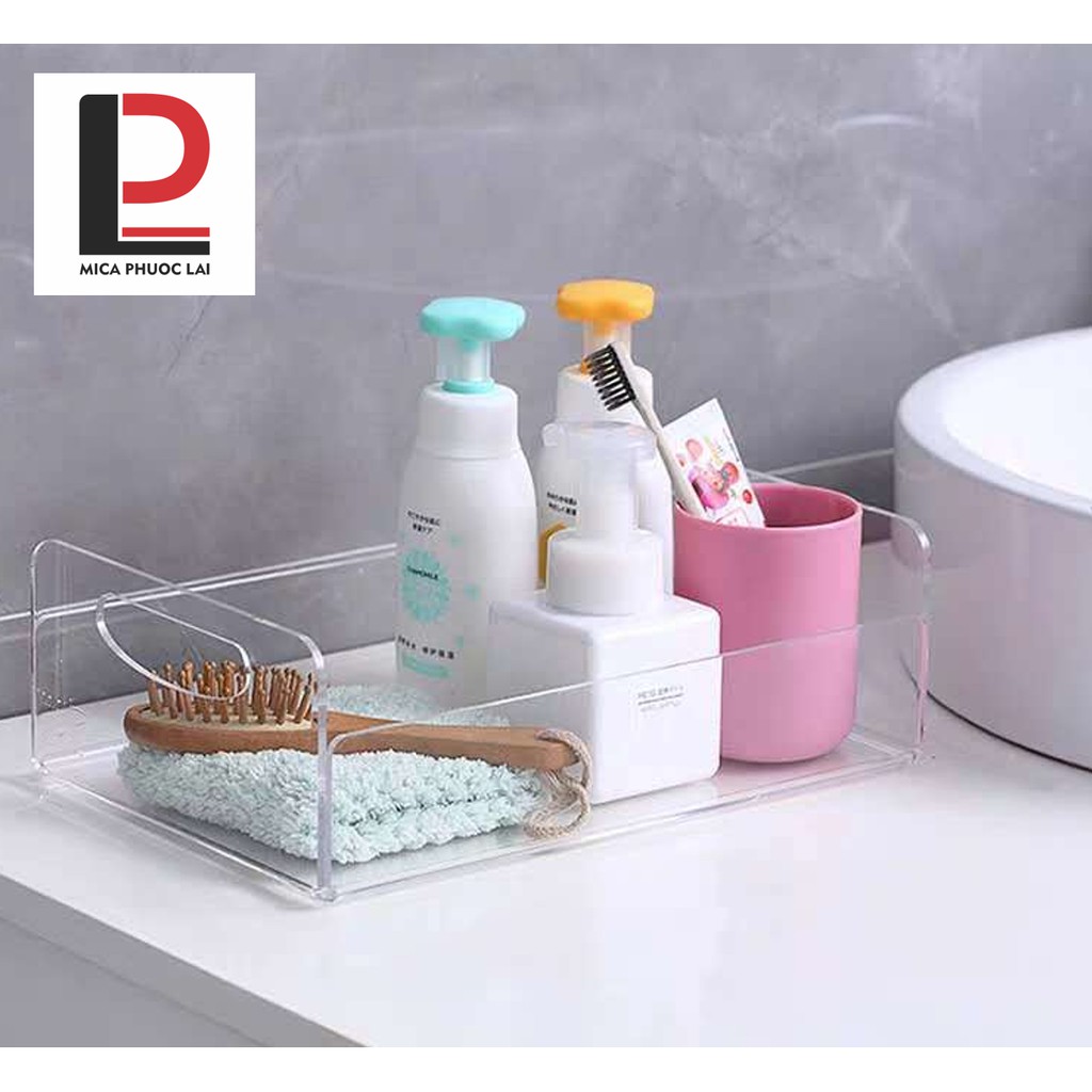 Khay mica cao cấp để bàn/ Khay acrylic đựng dụng cụ phòng tắm
