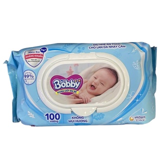 Bộ 4 khăn ướt bobby không mùi 100 tờ