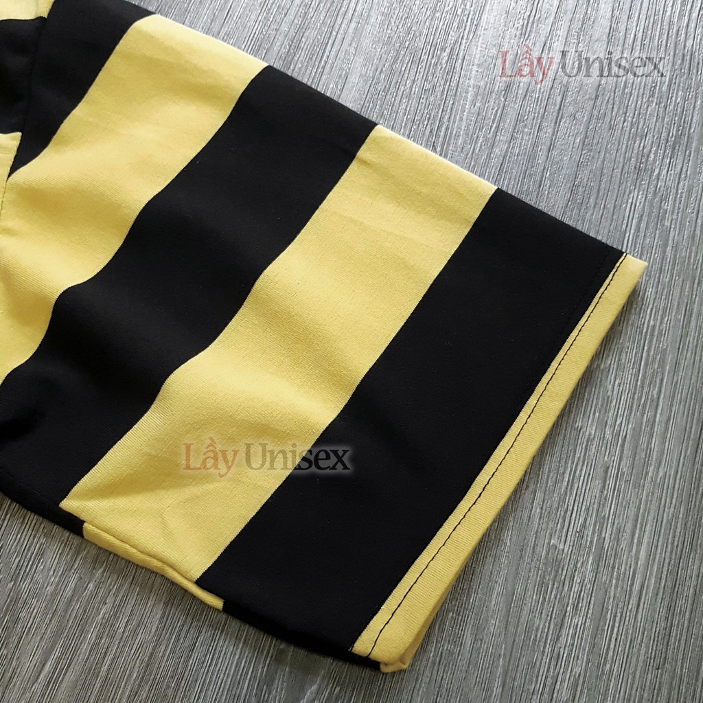 Áo thun sọc bee vàng đen, form rộng tay lỡ unisex